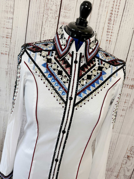 White, Burgundy, Periwinkle & Black Day Shirt Set (Large)