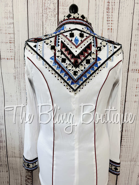 White, Burgundy, Periwinkle & Black Day Shirt Set (Large)