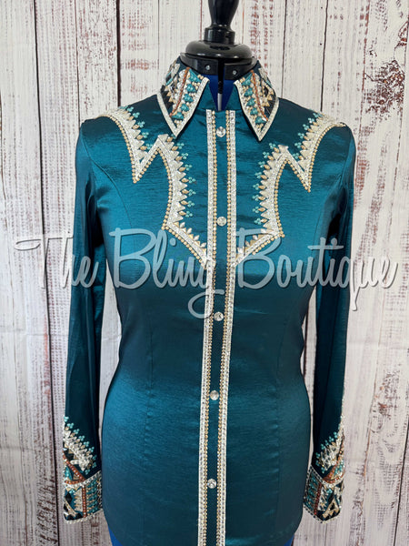 Ocean Teal, Teal, Copper, Tan & Black Day Shirt Set (Medium)