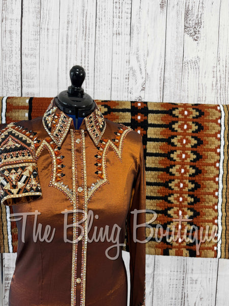 Rust, Tan, Black & White Day Shirt Set (Large)