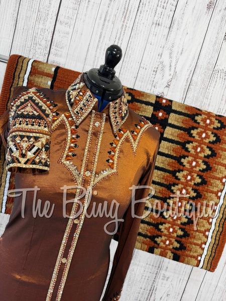Rust, Tan, Black & White Day Shirt Set (Large)