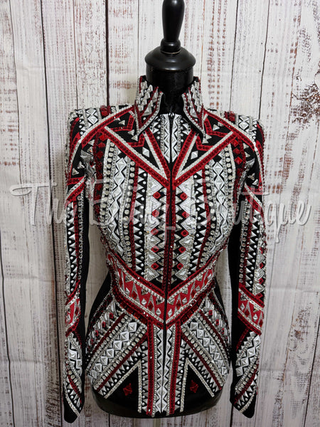 RE-ORDER Black, Red & Silver Showmanship Jacket (Choose Your Size)