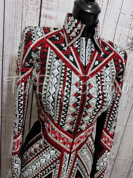 RE-ORDER Black, Red & Silver Showmanship Jacket (Choose Your Size)