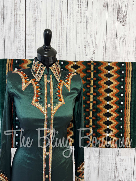 Forest Green, Copper, Black & Tan Day Shirt Set (Small)