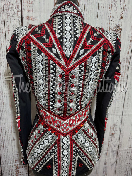 RE-ORDER Black, Red & Silver Showmanship Jacket (Choose Your Size)