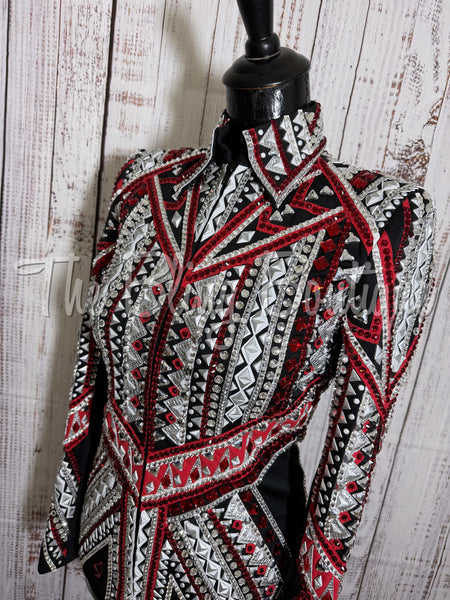 RE-ORDER Black, Red & Silver Showmanship Jacket (Choose Your Size)