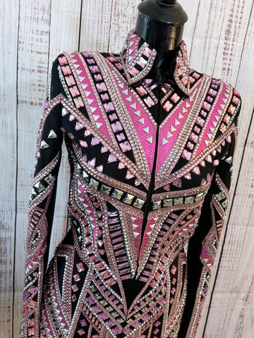 RE-ORDER Black, Light Pink & Silver Showmanship Jacket (Choose Your Size)