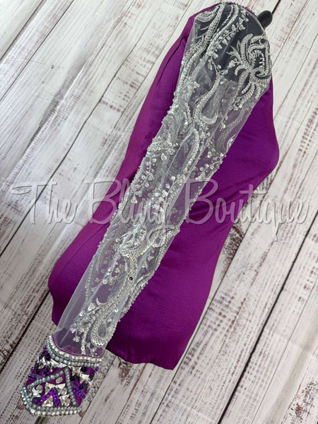 Berry & Grey Day Shirt Set With Lace Sleeves (XL)