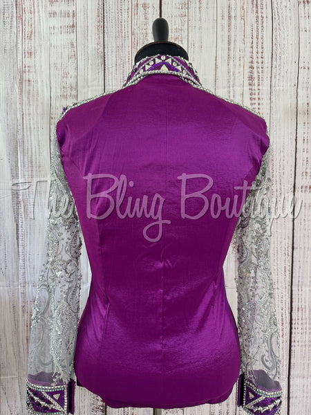 Berry & Grey Day Shirt Set With Lace Sleeves (XL)