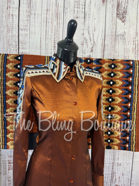 Rust, Blue & Tan Day Shirt Set (XS/S)