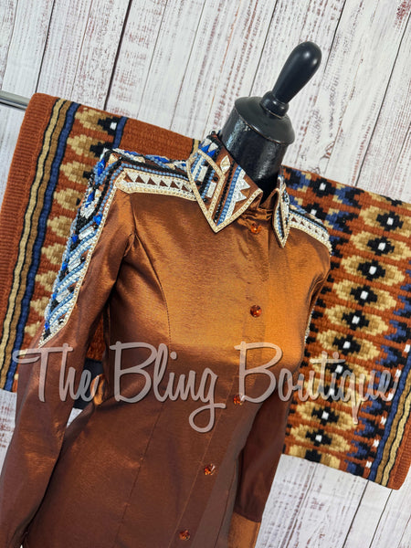 Rust, Blue & Tan Day Shirt Set (XS/S)
