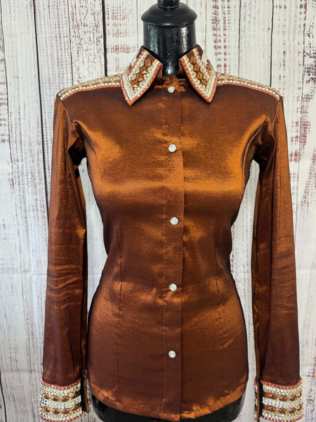Rust, Tan & White Day Shirt (XS/S) - Used