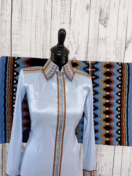 Ice Blue, Copper & Tan Day Shirt Set (XS/S)