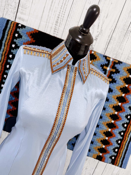 Ice Blue, Copper & Tan Day Shirt Set (XS/S)