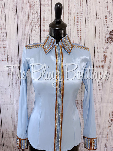 Ice Blue, Copper & Tan Day Shirt Set (XS/S)