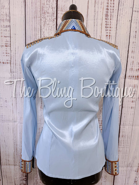 Ice Blue, Copper & Tan Day Shirt Set (XS/S)