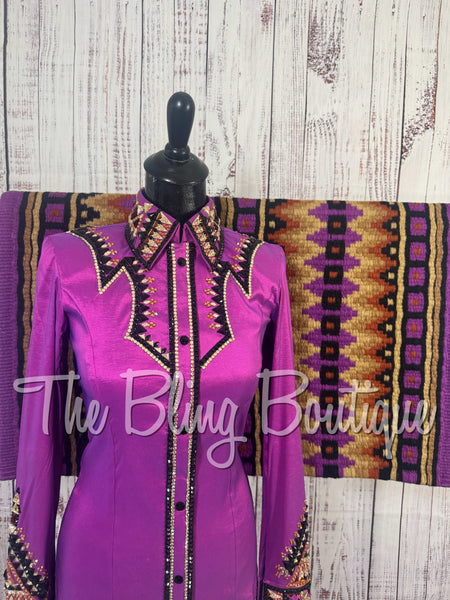Berry, Copper, Black & Tan Day Shirt Set (Small)
