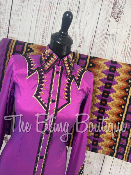 Berry, Copper, Black & Tan Day Shirt Set (Small)