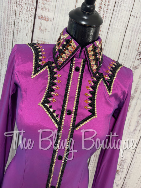 Berry, Copper, Black & Tan Day Shirt Set (Small)