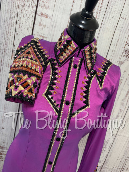 Berry, Copper, Black & Tan Day Shirt Set (Small)