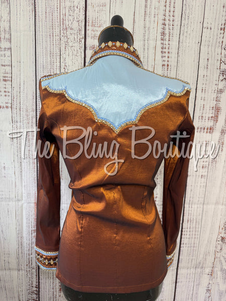 Rust, Ice Blue & Tan Day Shirt Set (XS/S)