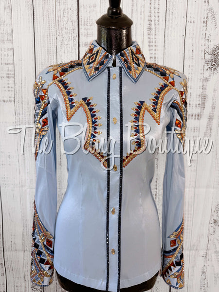 Ice Blue, Cornflower Blue, Copper & Tan Day Shirt Set (Small)