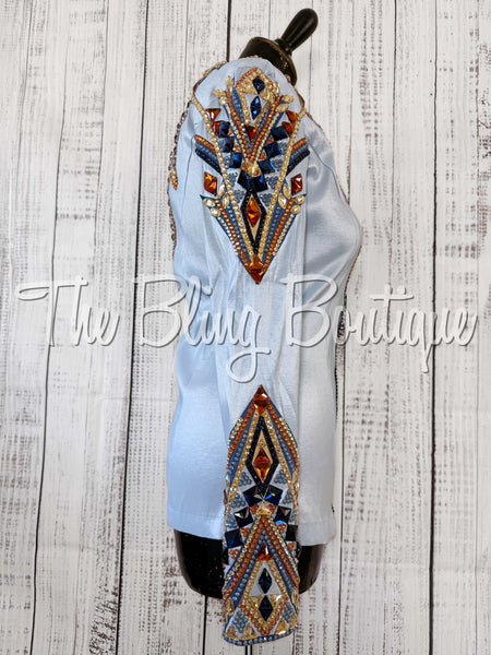 Ice Blue, Cornflower Blue, Copper & Tan Day Shirt Set (Small)
