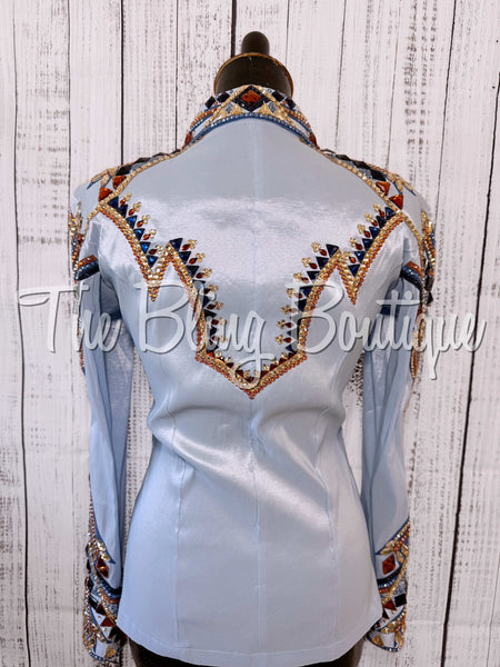 Ice Blue, Cornflower Blue, Copper & Tan Day Shirt Set (Small)