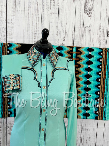 RE-ORDER Mint, Teal, Tan & Bronze Day Shirt Set (Choose Your Size)