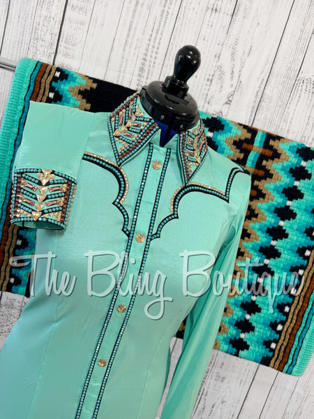 RE-ORDER Mint, Teal, Tan & Bronze Day Shirt Set (Choose Your Size)