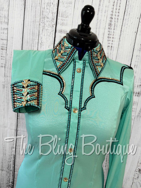 RE-ORDER Mint, Teal, Tan & Bronze Day Shirt Set (Choose Your Size)