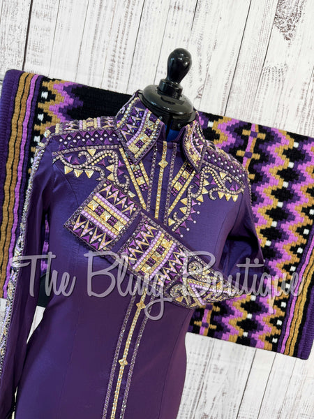 Purple, Tan & Lilac Day Shirt Set (Medium)