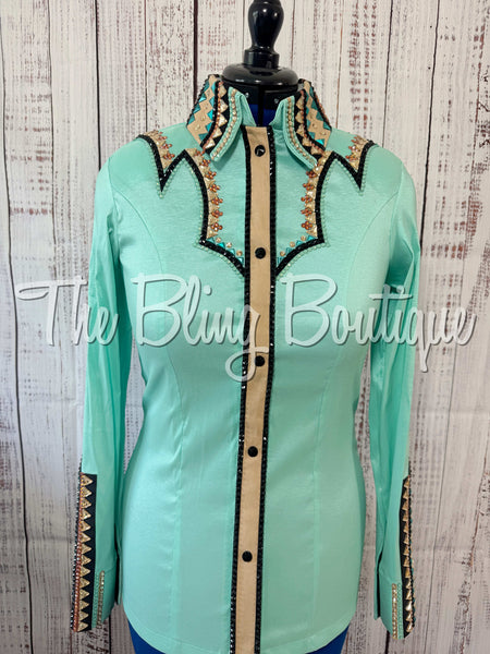 Mint, Teal, Tan & Black Day Shirt Set (Medium)