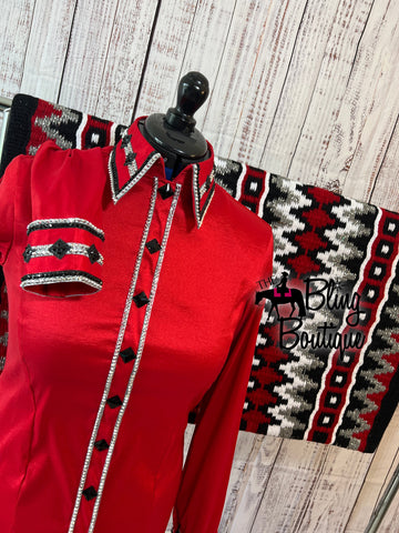 Red, Black & Silver Day Shirt Set (L)