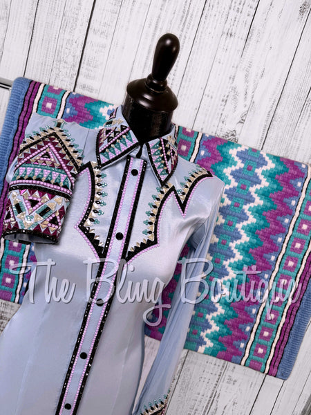 Ice Blue, Periwinkle, Berry & Teal Day Shirt Set (Small)