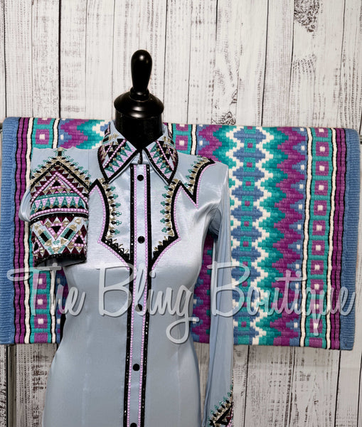 Ice Blue, Periwinkle, Berry & Teal Day Shirt Set (Small)