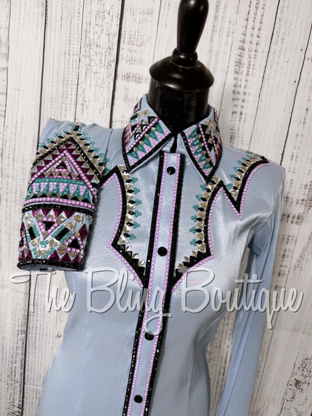 Ice Blue, Periwinkle, Berry & Teal Day Shirt Set (Small)