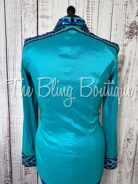 Teal, Turquoise, Royal Blue & Black Day Shirt Set (Medium)