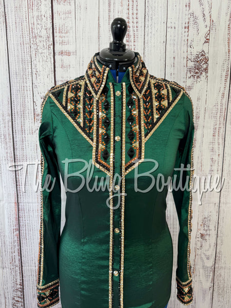 Hunter Green, Tan, Bronze & Black Day Shirt Set (Medium)