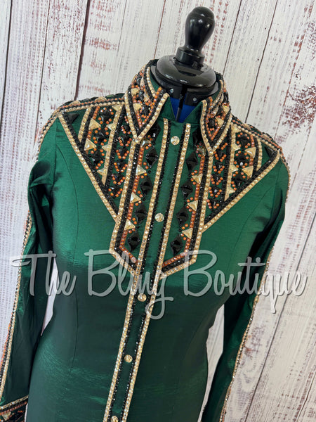 Hunter Green, Tan, Bronze & Black Day Shirt Set (Medium)