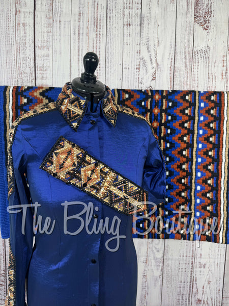 Dark Blue, Rust, Tan & Black Day Shirt Set (Medium)