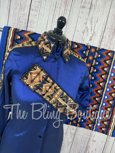 Dark Blue, Rust, Tan & Black Day Shirt Set (Medium)
