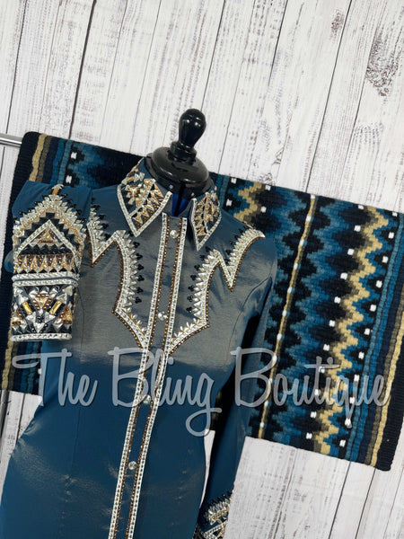 RE-ORDER Smokey Blue, Champagne, Bronze & Black Day Shirt Set (Choose Your Size)