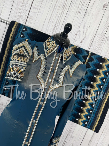 RE-ORDER Smokey Blue, Champagne, Bronze & Black Day Shirt Set (Choose Your Size)