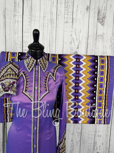 Lavender, Gold & Aubergine Day Shirt Set (Small)