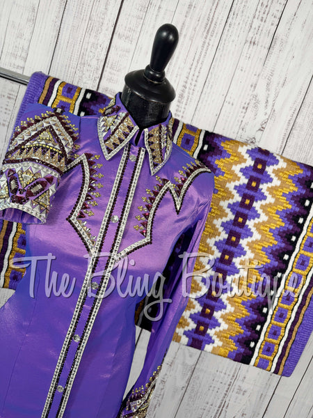 Lavender, Gold & Aubergine Day Shirt Set (Small)