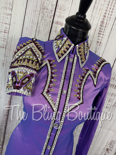 Lavender, Gold & Aubergine Day Shirt Set (Small)