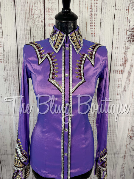 Lavender, Gold & Aubergine Day Shirt Set (Small)
