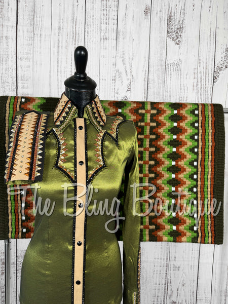 Light Olive Green, Tan & Rust Day Shirt Set (Small)