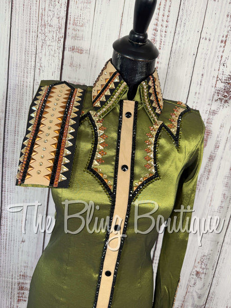 Light Olive Green, Tan & Rust Day Shirt Set (Small)